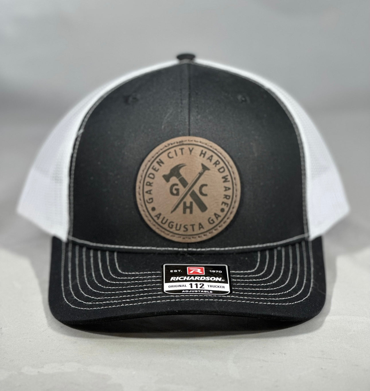 Richardson 112 Trucker Snap Back Laser Engraved Leather Patch Hat
