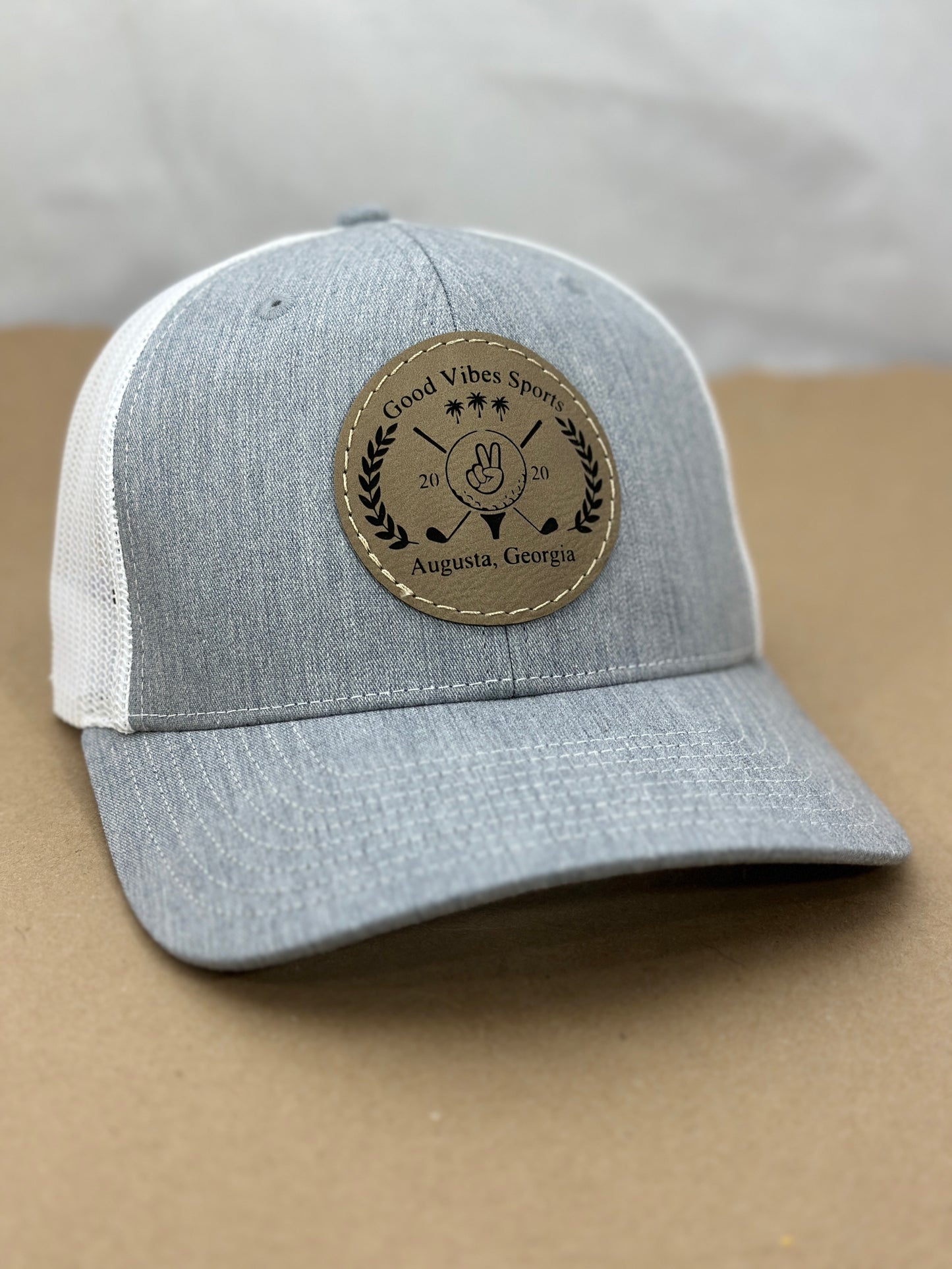 Richardson 112 Trucker Snap Back Laser Engraved Leather Patch Hat
