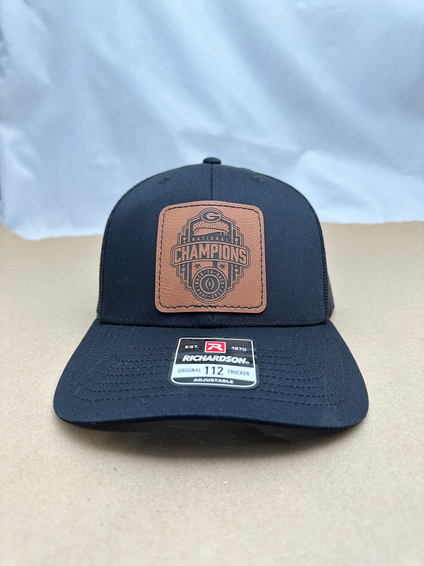 Richardson 112 Trucker Snap Back Laser Engraved Leather Patch Hat
