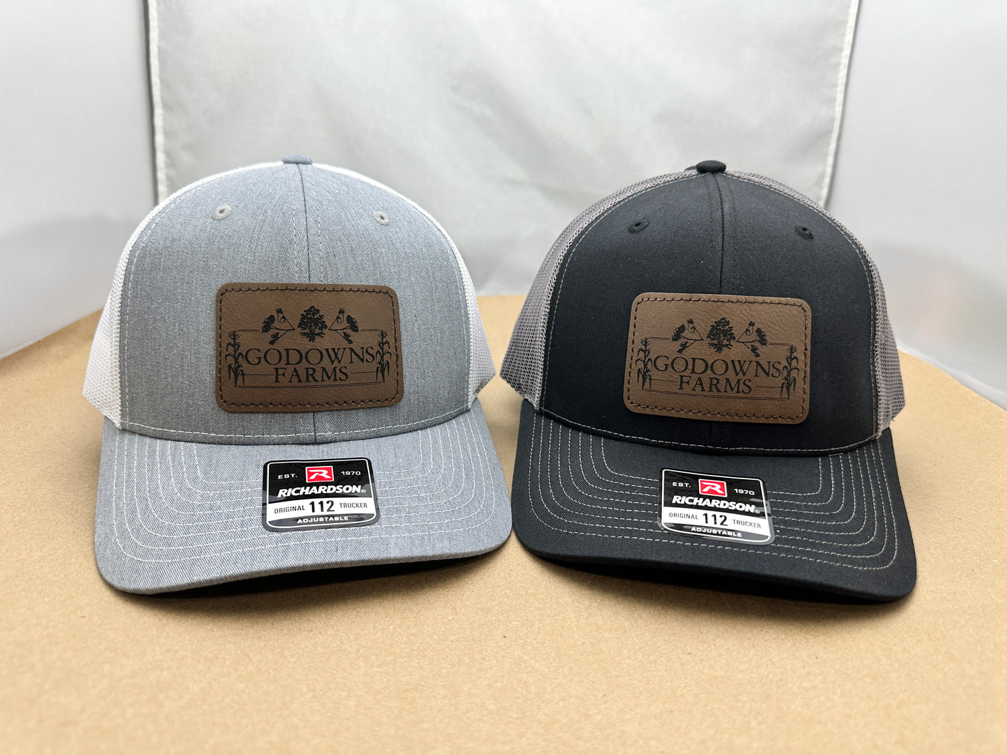 Richardson 112 Trucker Snap Back Laser Engraved Leather Patch Hat