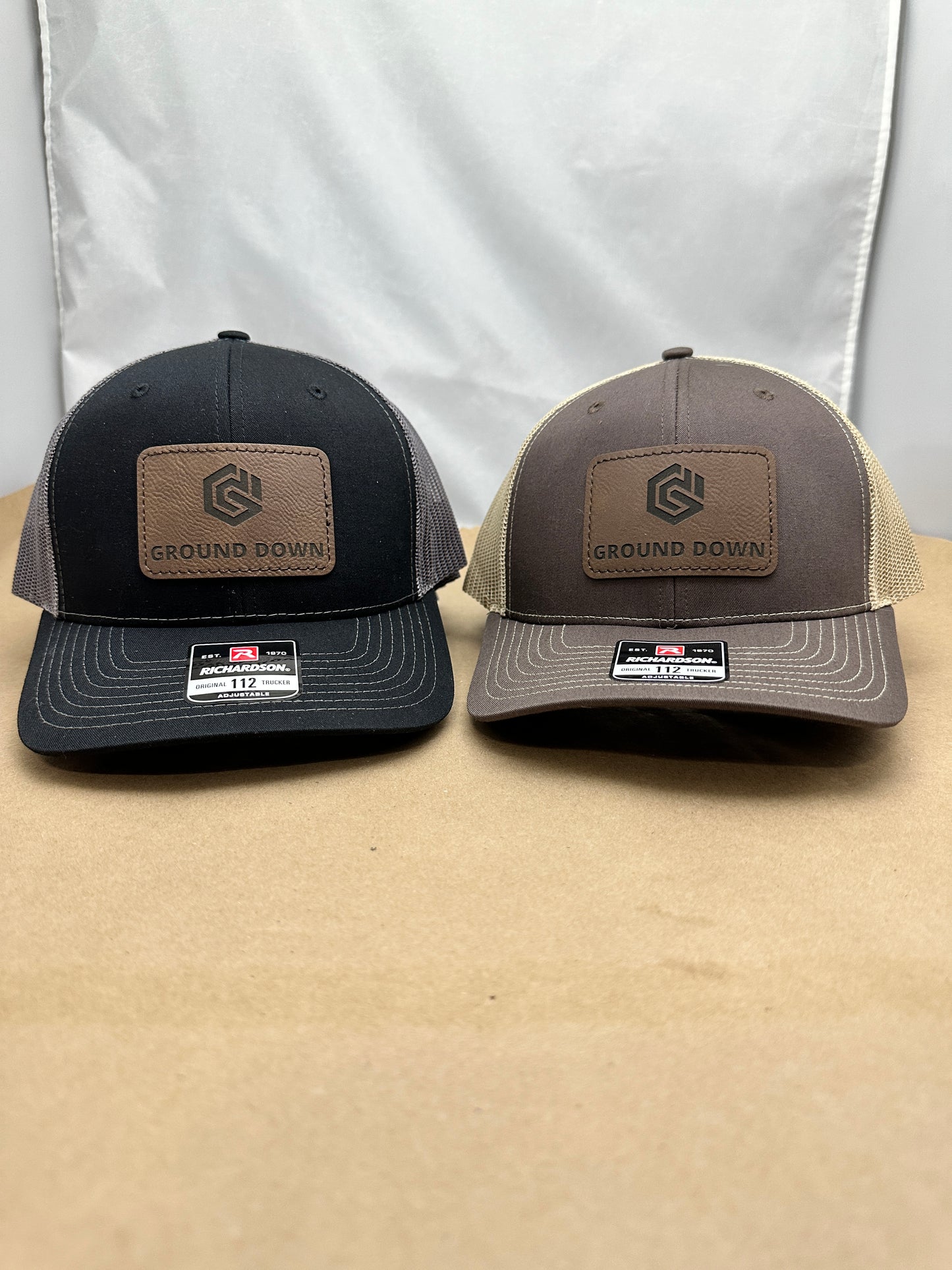 Richardson 112 Trucker Snap Back Laser Engraved Leather Patch Hat