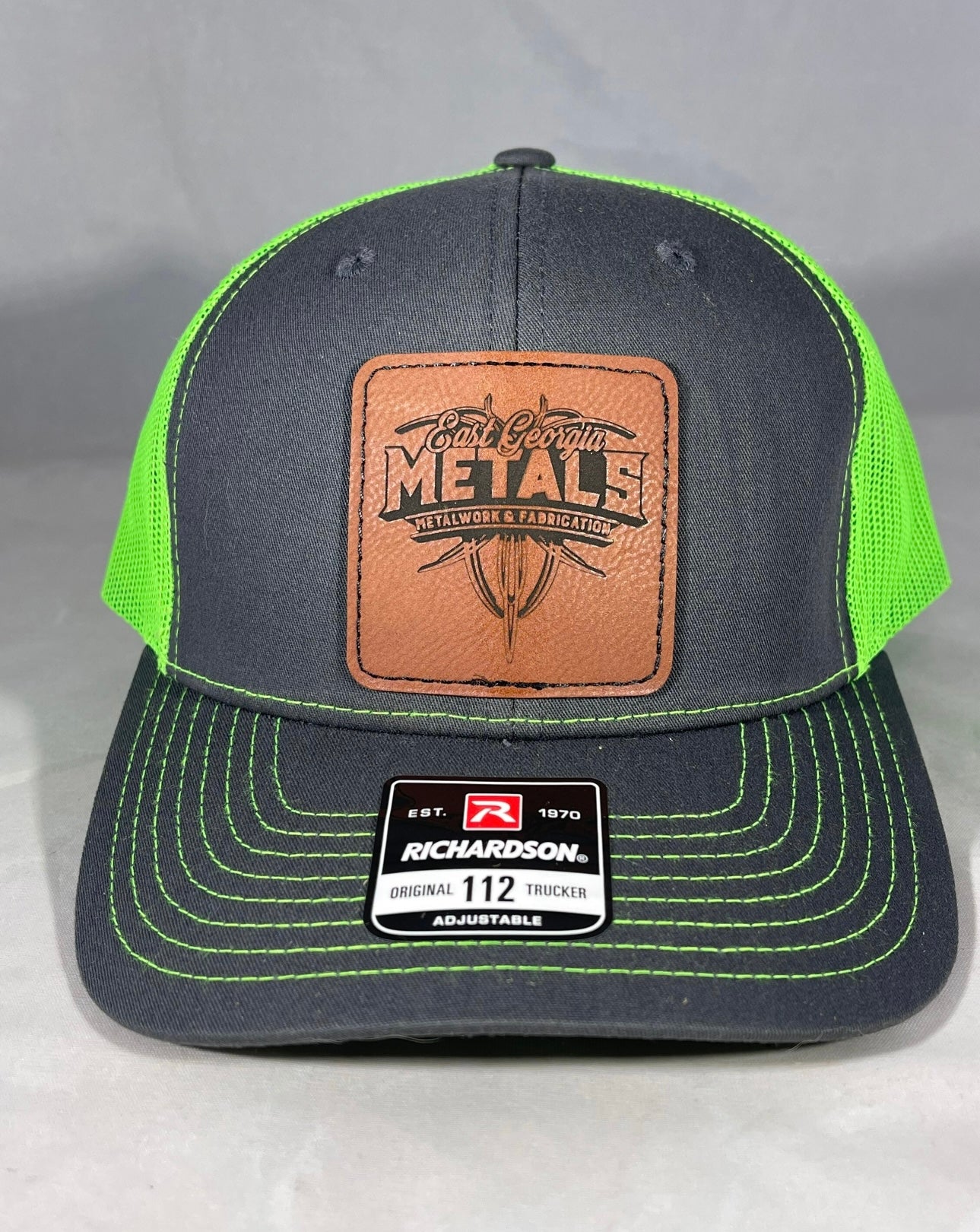 Richardson 112 Trucker Snap Back Laser Engraved Leather Patch Hat