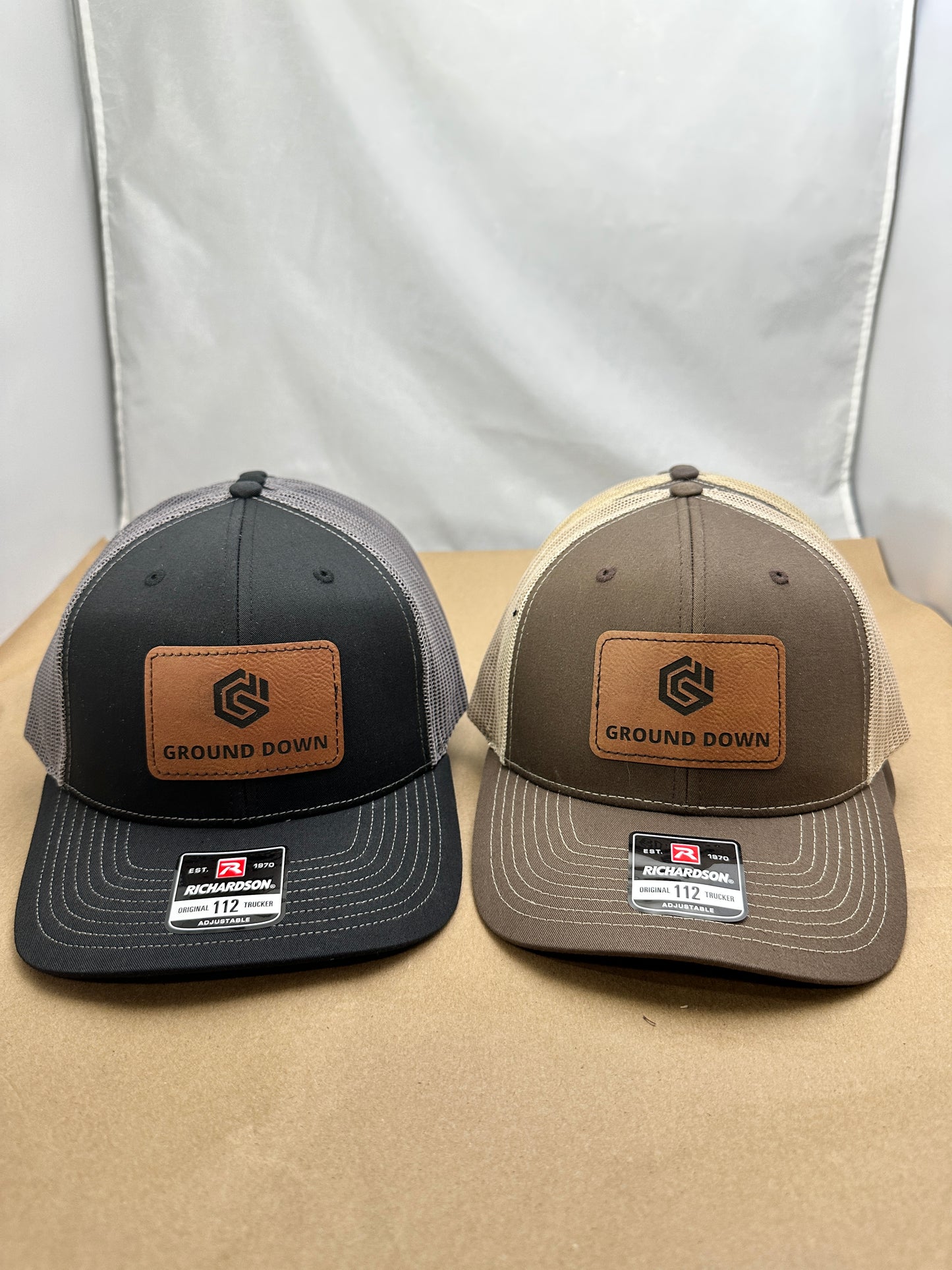 Richardson 112 Trucker Snap Back Laser Engraved Leather Patch Hat