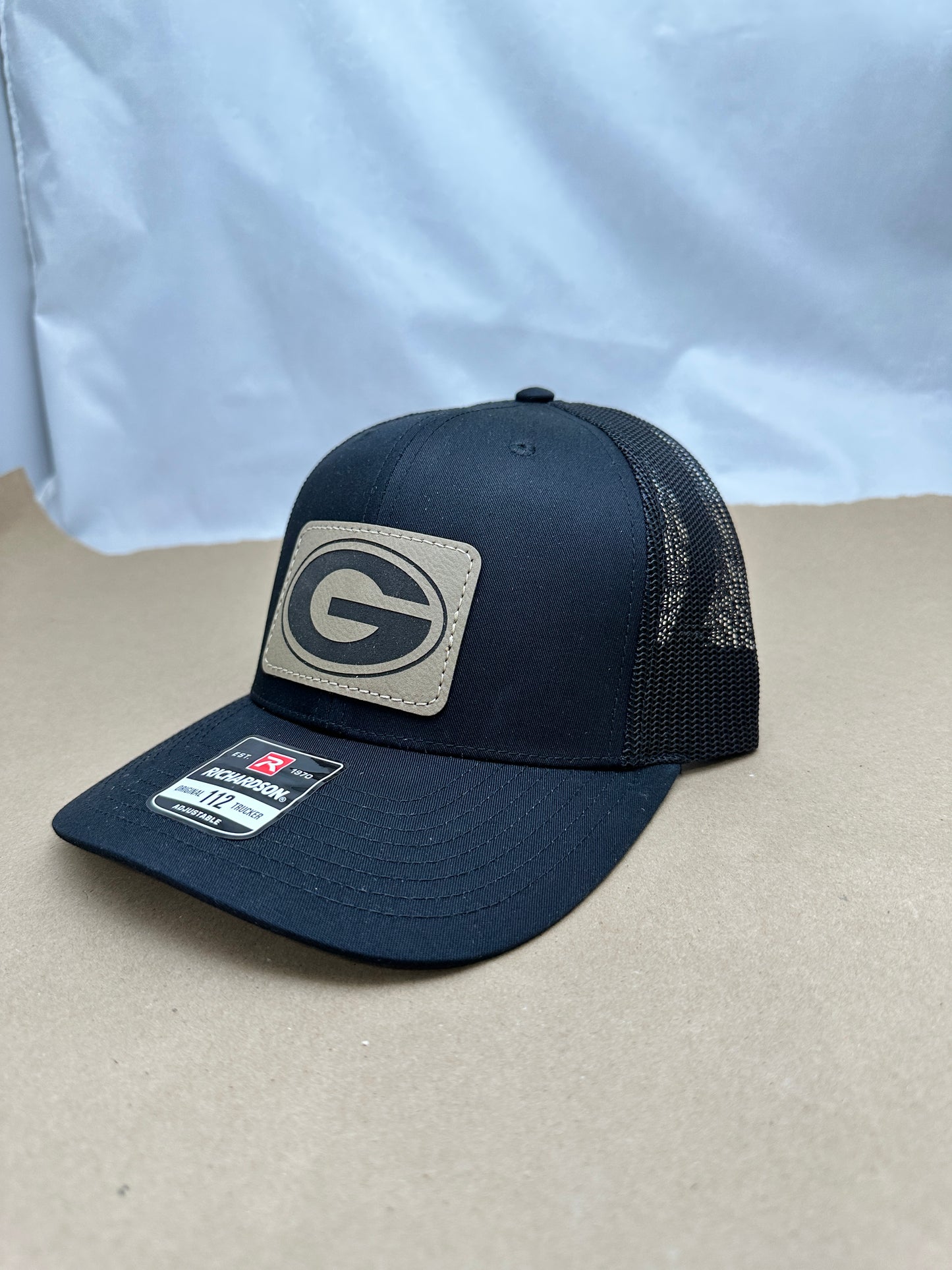 Richardson 112 Trucker Snap Back Laser Engraved Leather Patch Hat