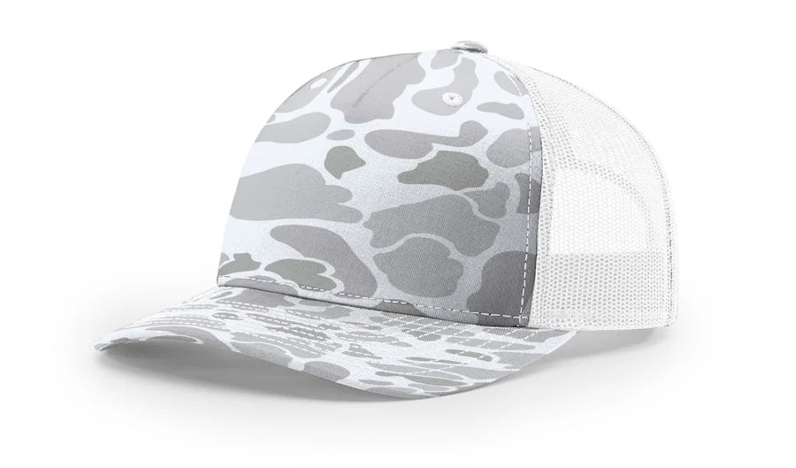 Camo Richardson 112 Trucker Snap Back Laser Engraved Leather Patch Hat