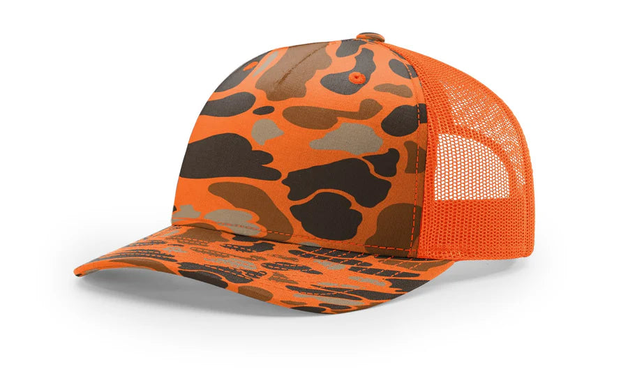 Camo Richardson 112 Trucker Snap Back Laser Engraved Leather Patch Hat