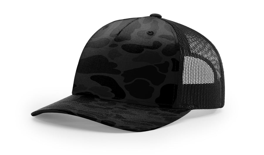 Camo Richardson 112 Trucker Snap Back Laser Engraved Leather Patch Hat