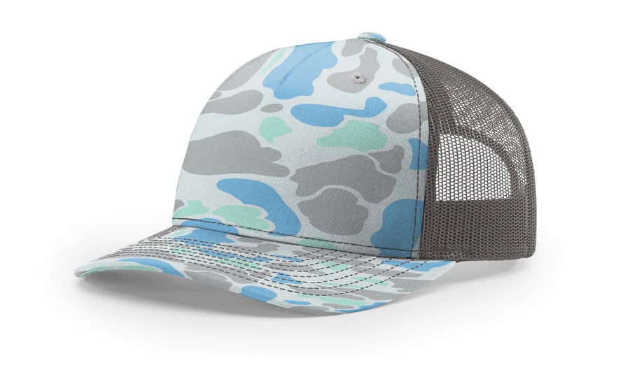 Camo Richardson 112 Trucker Snap Back Laser Engraved Leather Patch Hat