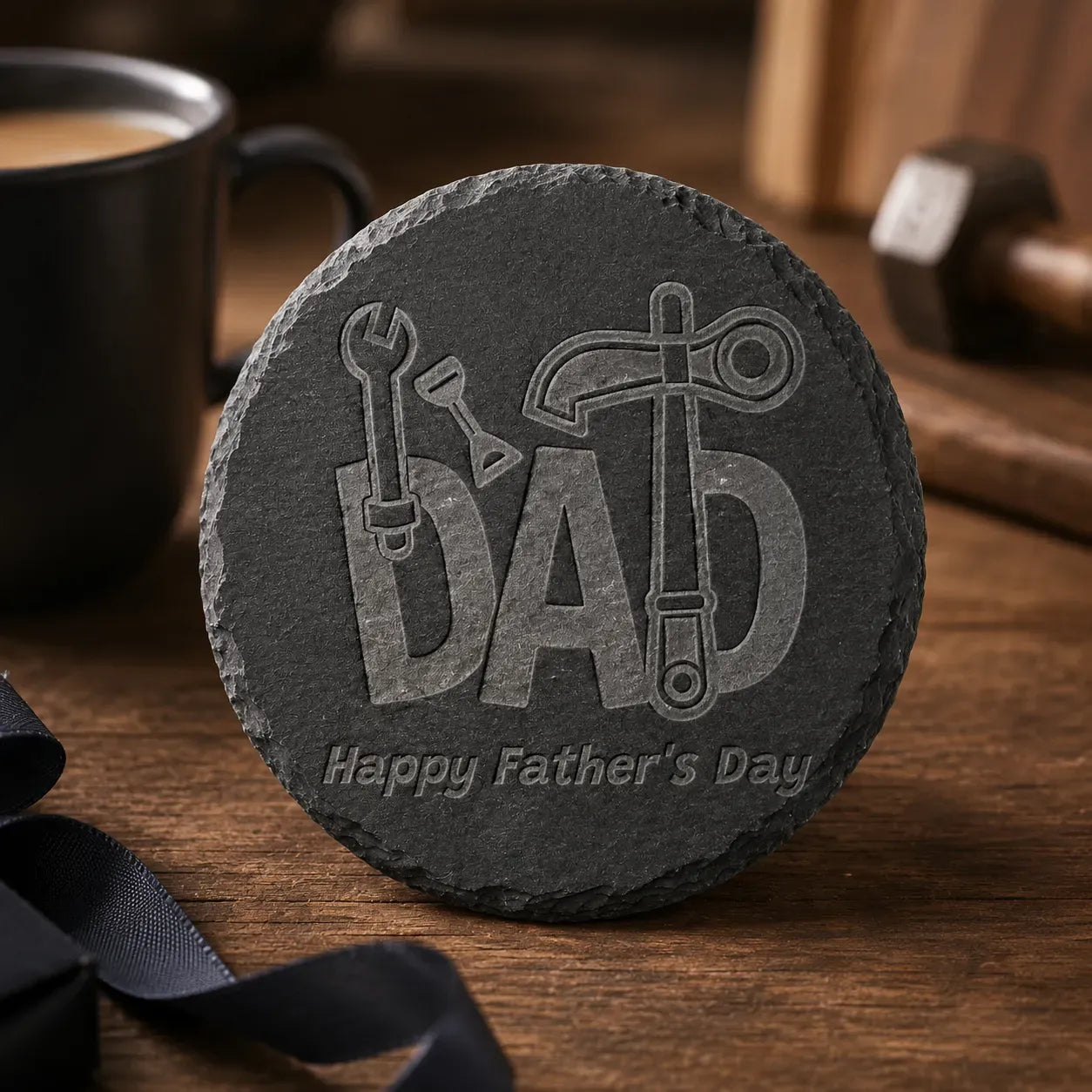 Custom Laser Engraved Slate Coasters | Personalized Stone Drink Mats for Home & Bar