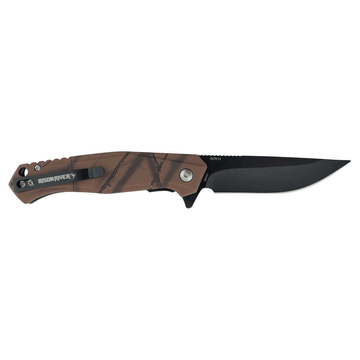 Bison River Custom Engraved 4 1/2" Mossy Oak Camo Knife