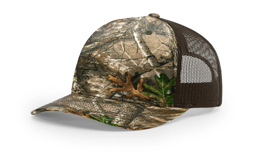 Camo Richardson 112 Trucker Snap Back Laser Engraved Leather Patch Hat