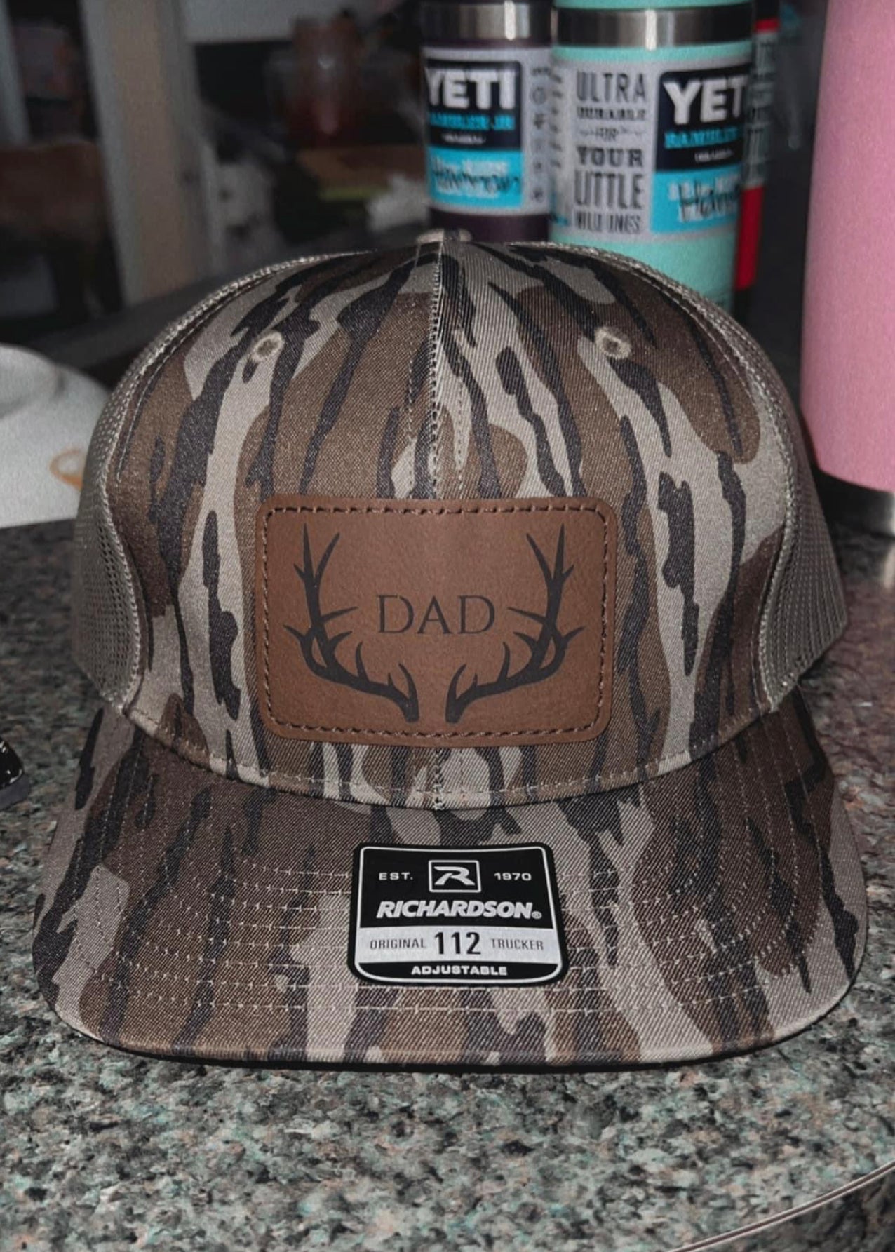 Camo Richardson 112 Trucker Snap Back Laser Engraved Leather Patch Hat